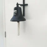 Black Metal Wall Mount Bell with Rope Pull – Industrial Farmhouse Decor