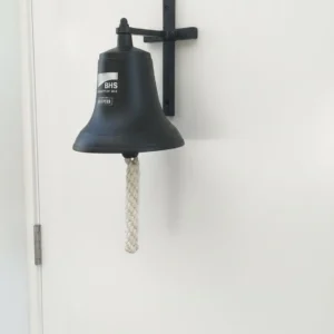 Black Metal Wall Mount Bell with Rope Pull – Industrial Farmhouse Decor
