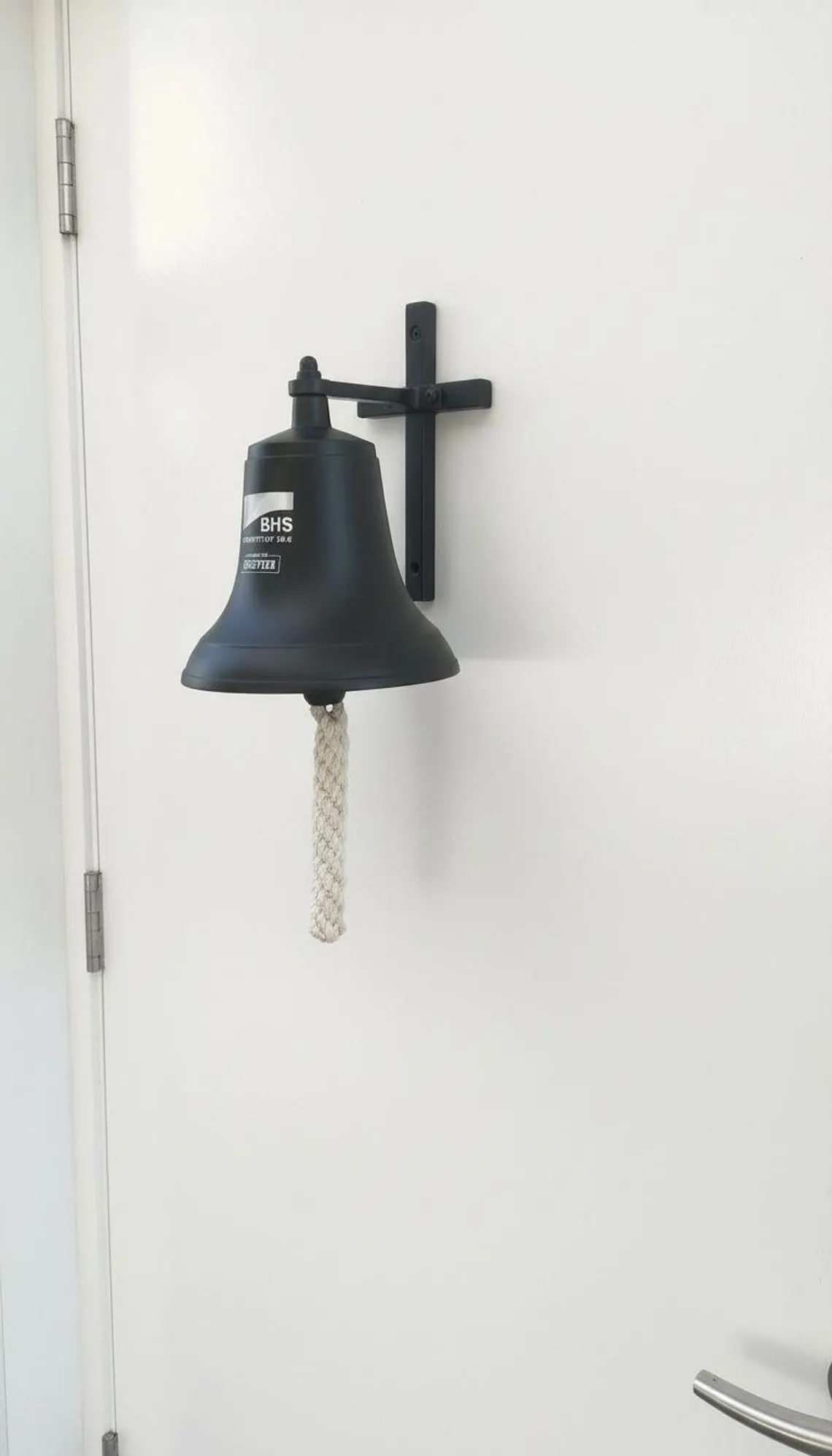 Black Metal Wall Mount Bell with Rope Pull – Industrial Farmhouse Decor