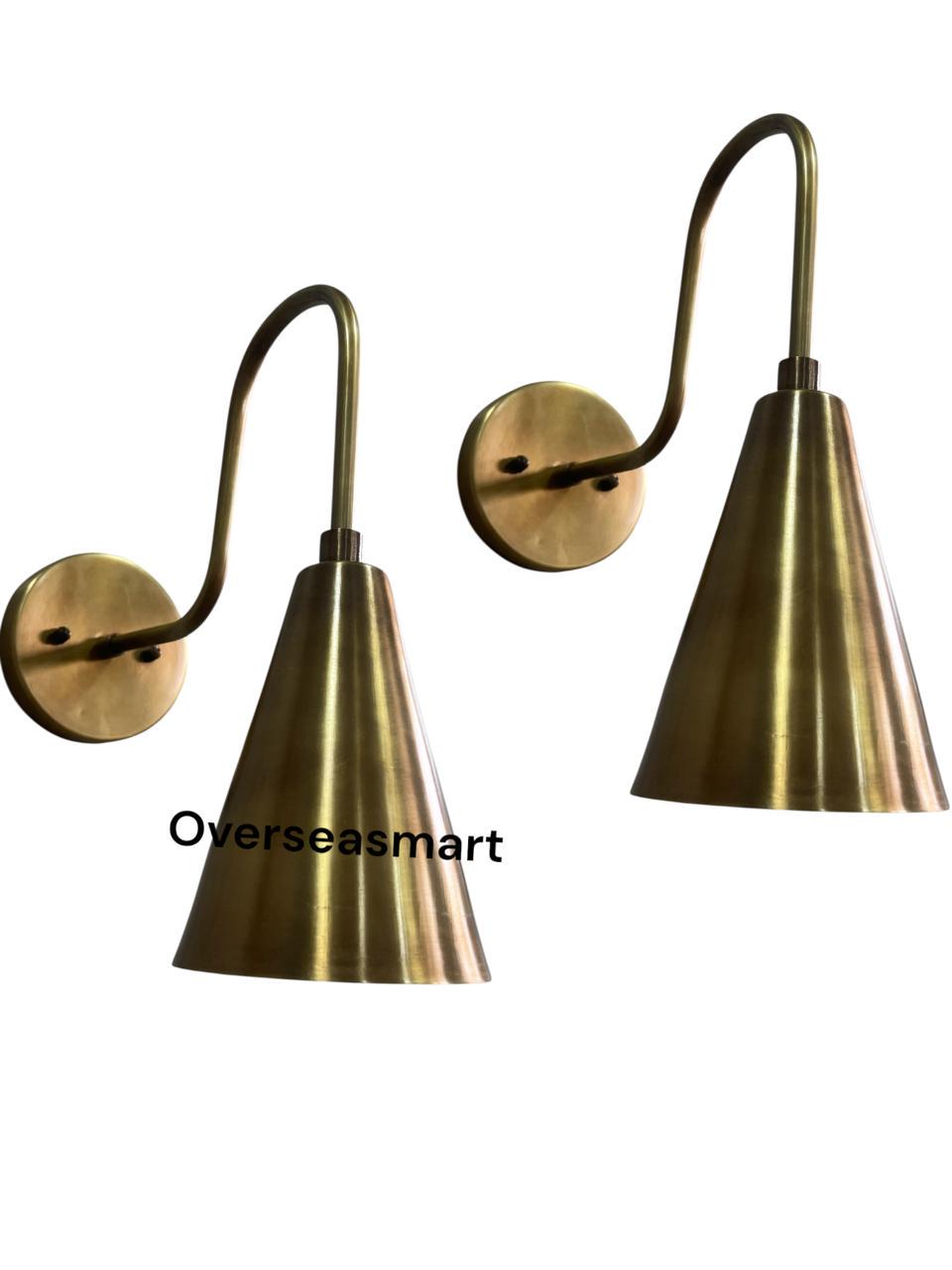 Mid Century 1-Arm Brass Wall Sconce – Modern Lamp – Handmade Hardwired Light Fixture - Image 2