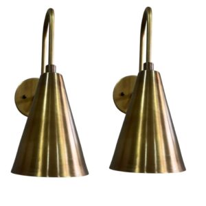Mid Century 1-Arm Brass Wall Sconce – Modern Lamp – Handmade Hardwired Light Fixture