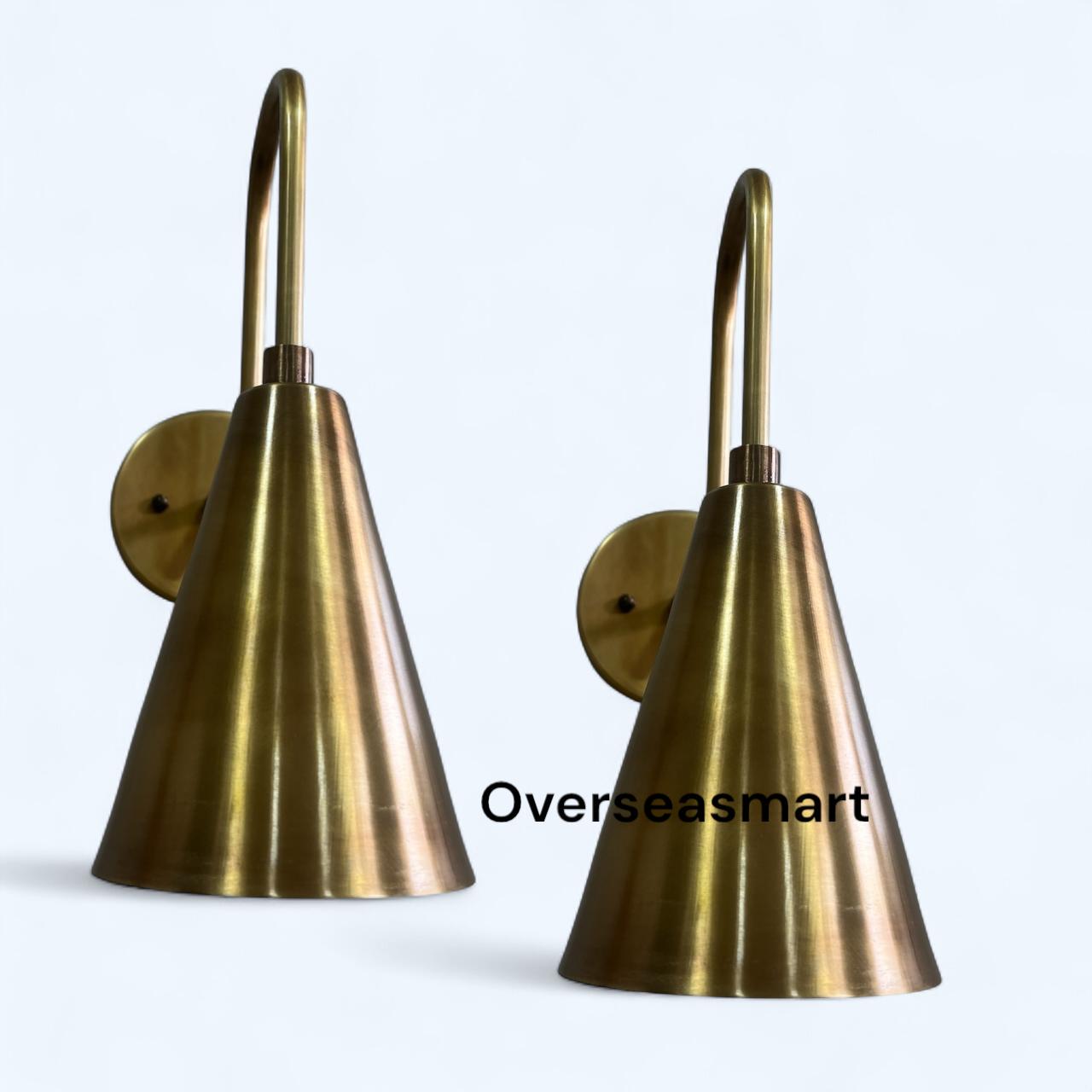 Mid Century 1-Arm Brass Wall Sconce – Modern Lamp – Handmade Hardwired Light Fixture - Image 4