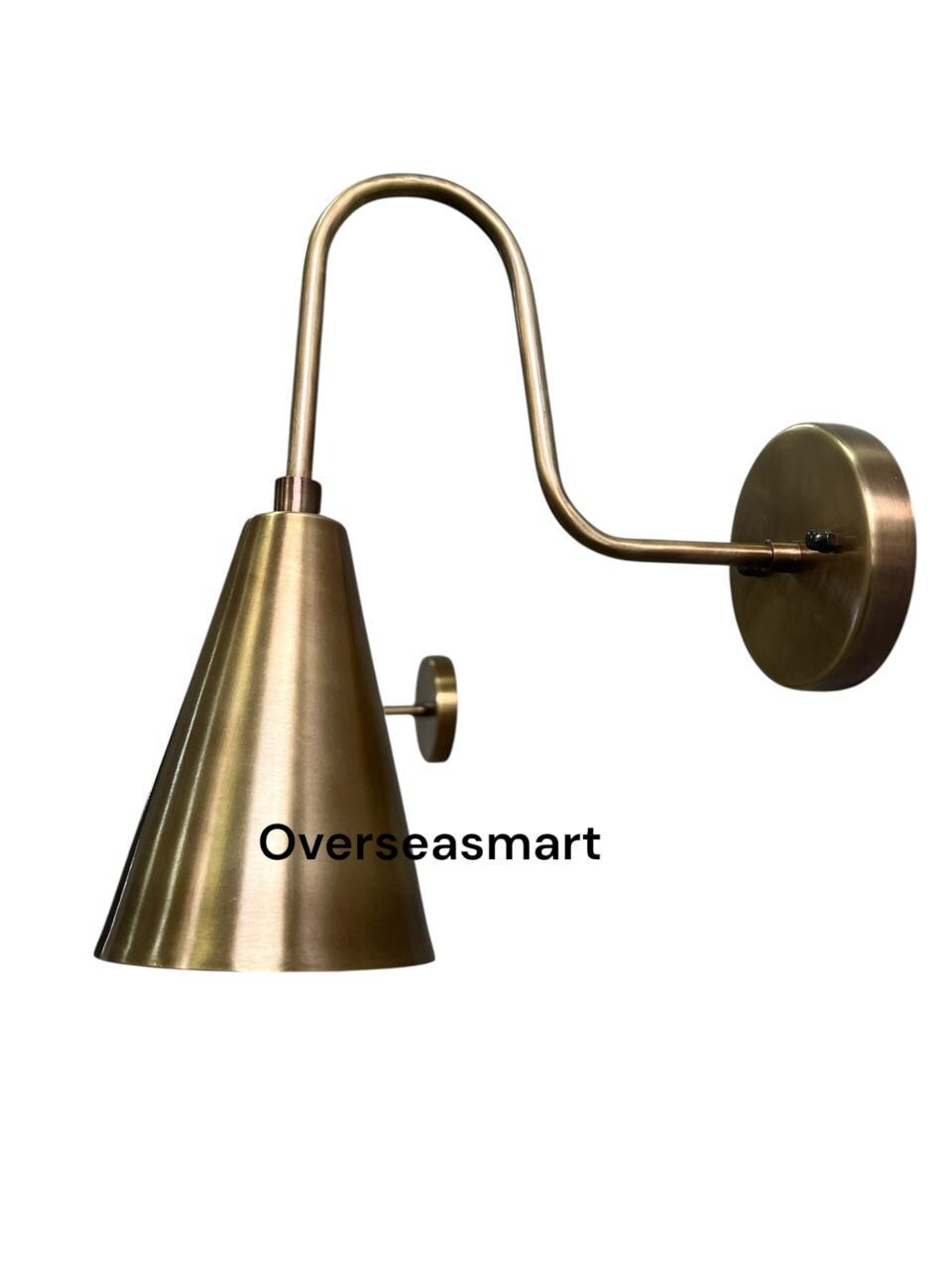 Mid Century 1-Arm Brass Wall Sconce – Modern Lamp – Handmade Hardwired Light Fixture - Image 3