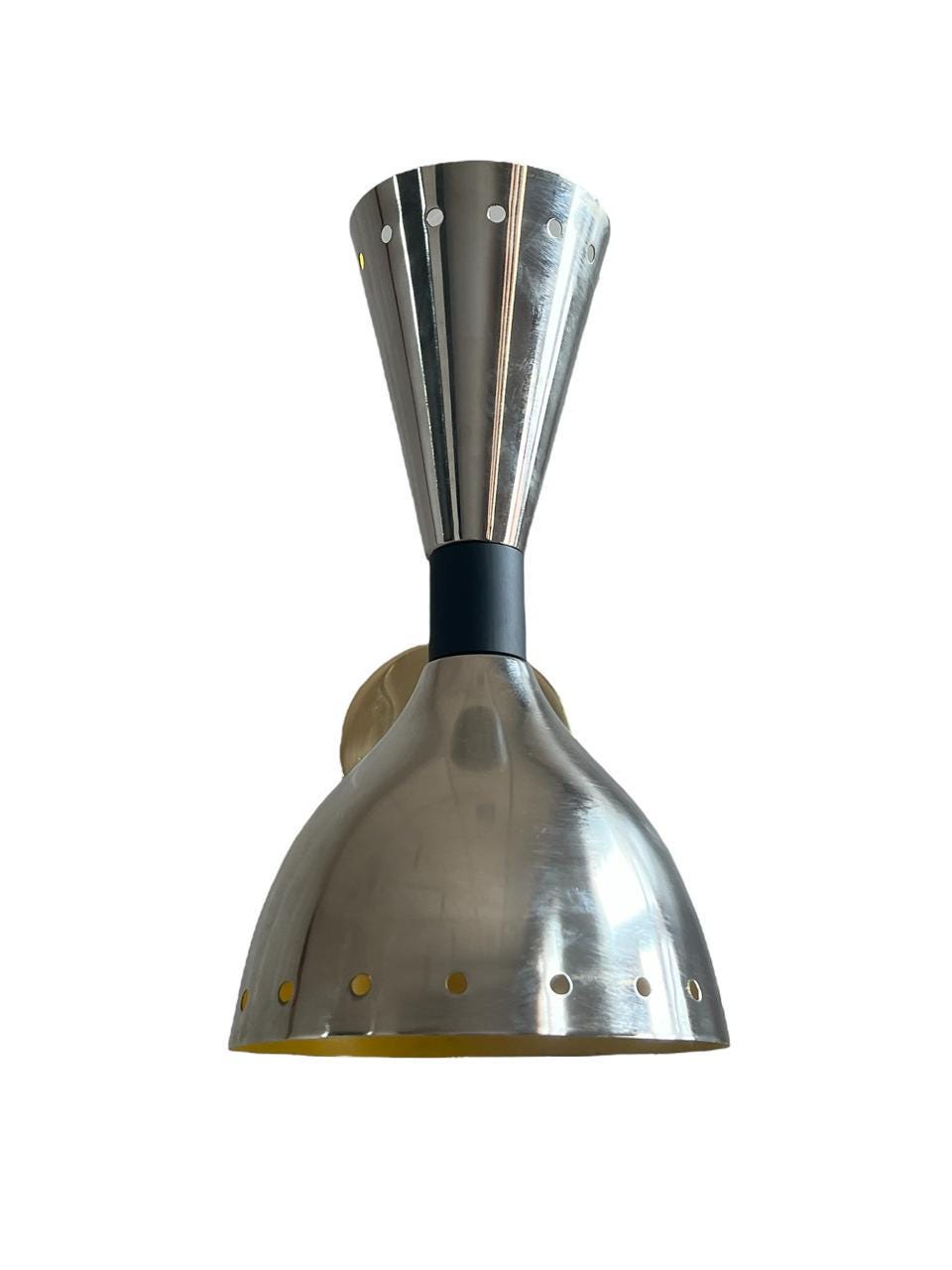 Mid Century Modern Chrome Diabolo Wall Sconce: Brass Vanity Light - Image 4