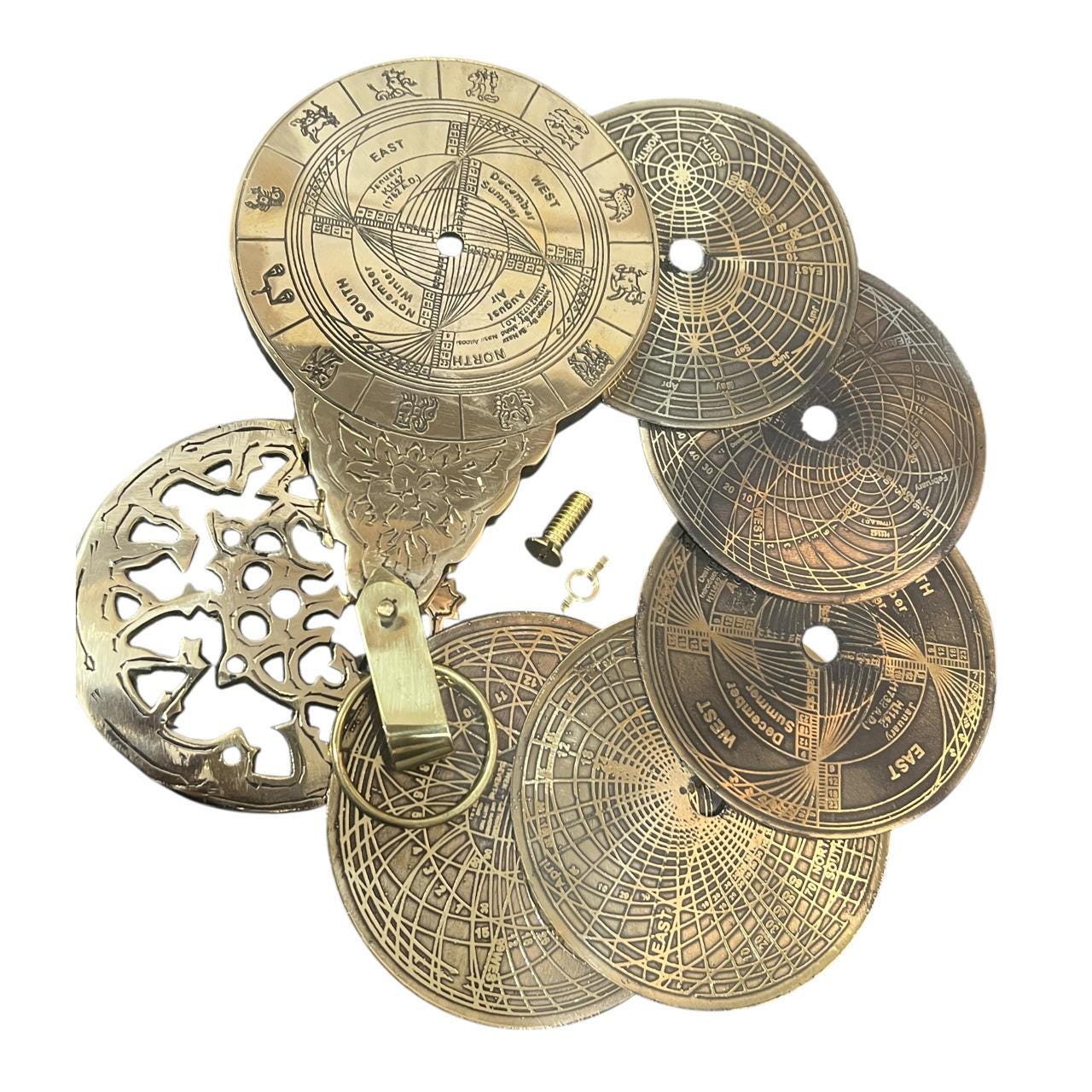Brass Nautical Calendar: English & Arabic, Handmade Astronomy Decor