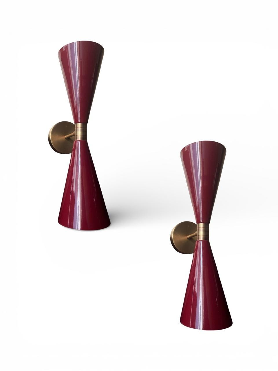 Mid-Century Modern Brown and Brass Double Wall Sconce Light Sputnik Stilnovo - Image 13