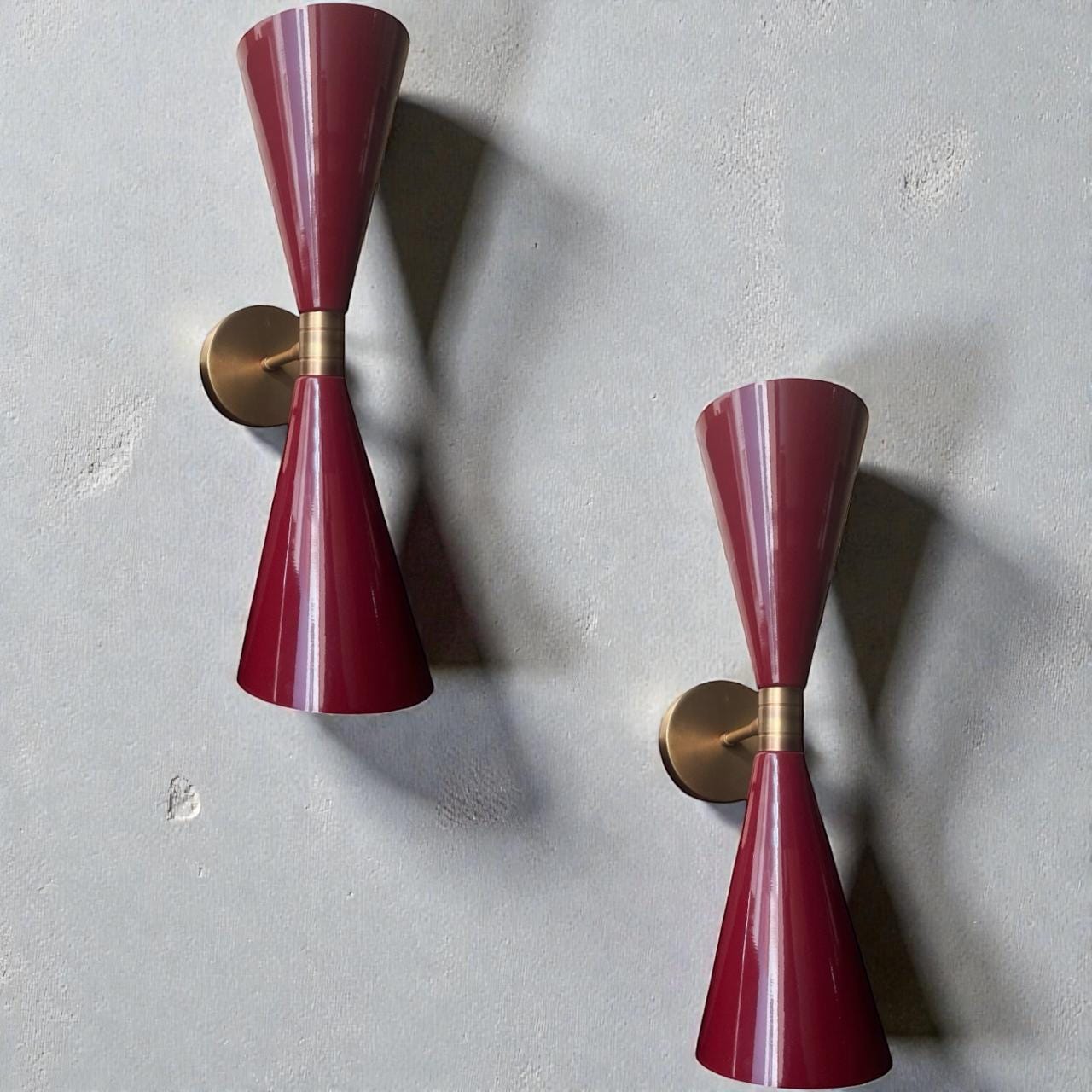 Mid-Century Modern Brown and Brass Double Wall Sconce Light Sputnik Stilnovo - Image 12