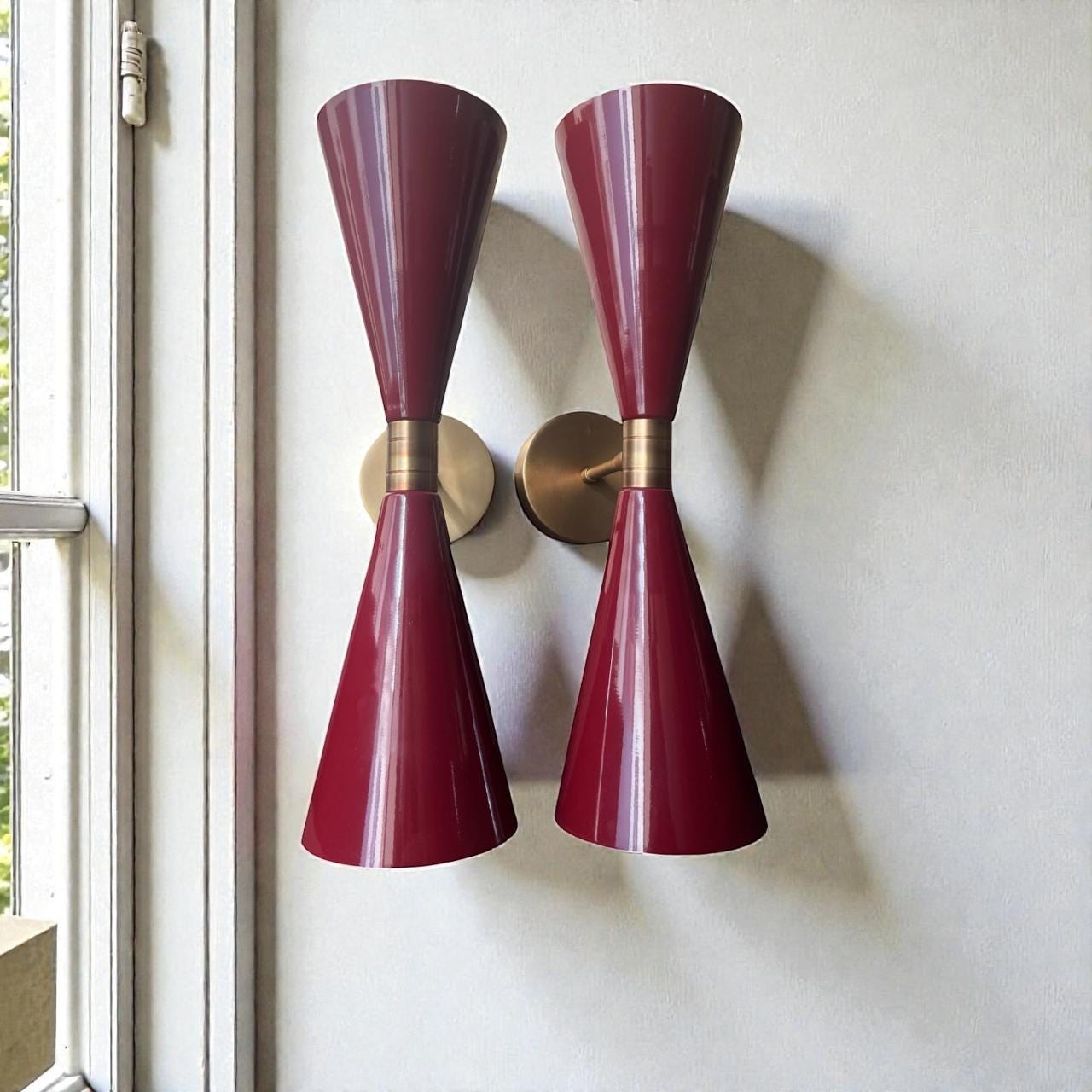 Mid-Century Modern Brown and Brass Double Wall Sconce Light Sputnik Stilnovo - Image 7