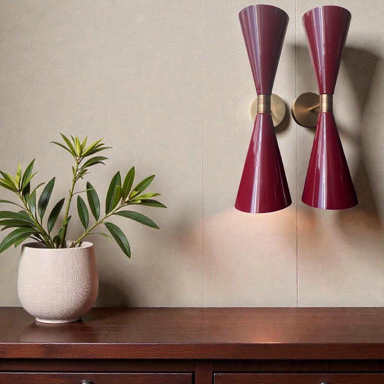 Mid-Century Modern Brown and Brass Double Wall Sconce Light Sputnik Stilnovo - Image 17
