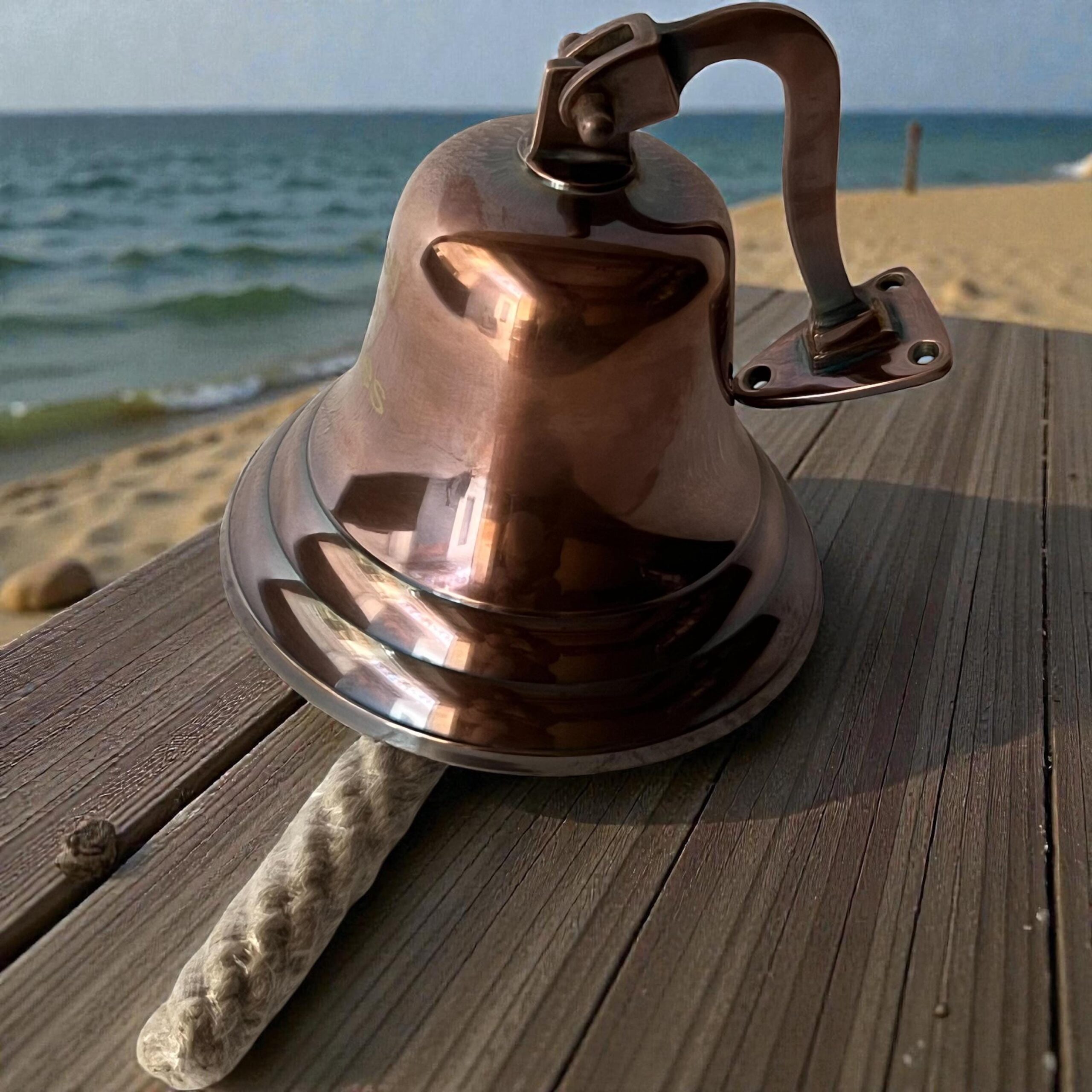 6 inch Personalized Copper Finish Nautical Home Decor hanging Brass Bell - Image 11