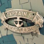 Captain’s Quarters Door Plate | Solid Brass Nautical Sign | Chrome Finish Maritime Decor