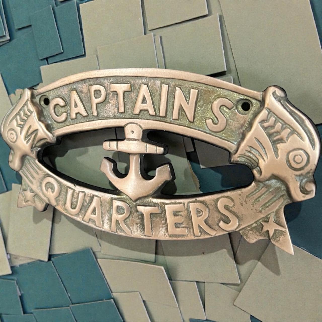 Captain’s Quarters Door Plate | Solid Brass Nautical Sign | Chrome Finish Maritime Decor