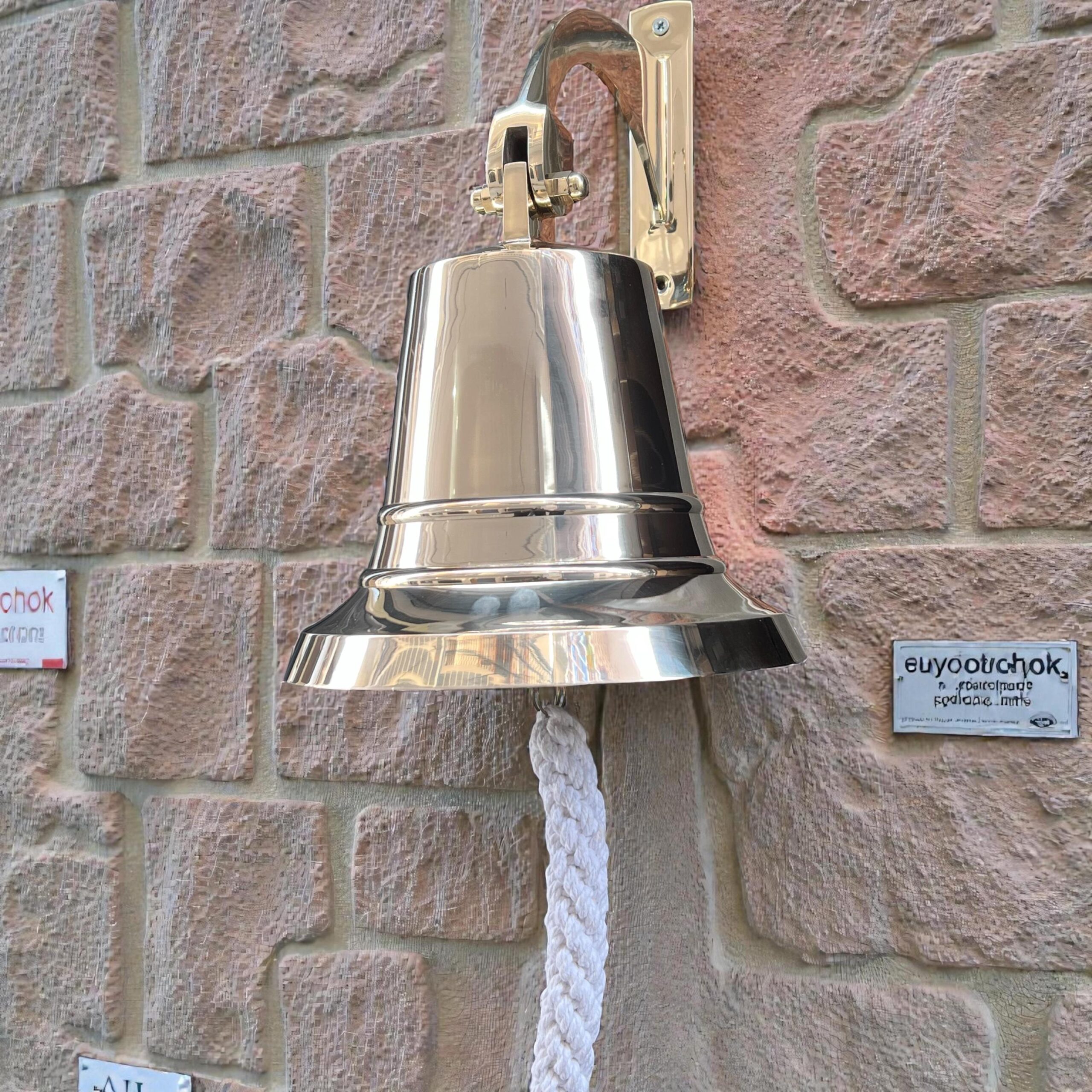 Solid Brass Hanging Wall Bell | Rope Pull, Custom Engraved