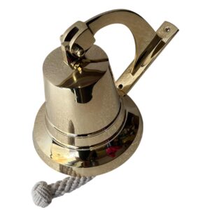 Personalized Classic Nautical Royal Solid Brass Hanging Wall Bell | Rope Pull, Custom Engraved