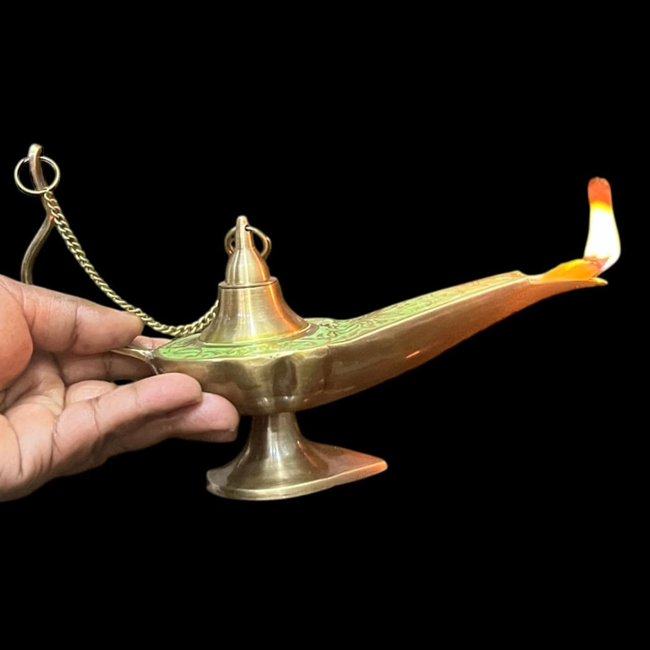 Brass Aladdin Oil Lamp – Genie Style Chirag Lamp - Image 4