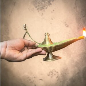 Brass Aladdin Oil Lamp – Genie Style Chirag Lamp