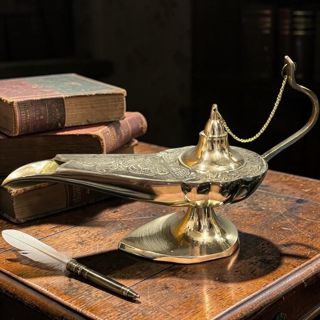 Brass Aladdin Oil Lamp – Genie Style Chirag Lamp - Image 15