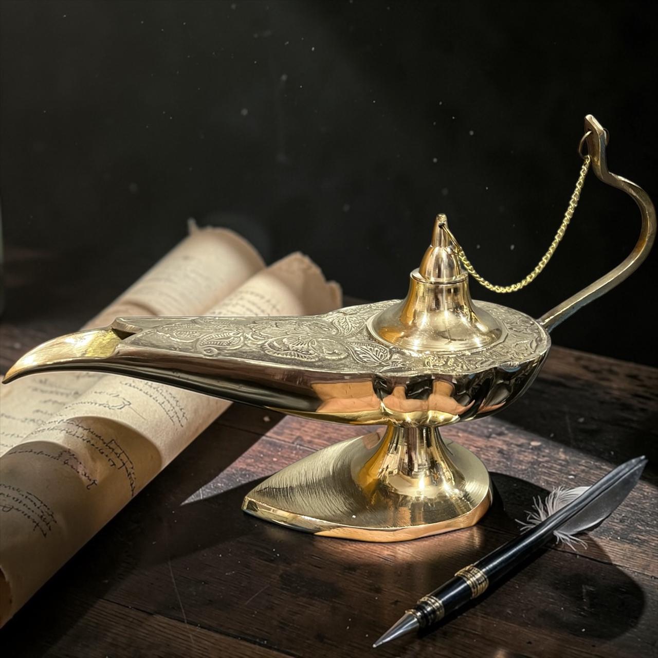 Brass Aladdin Oil Lamp – Genie Style Chirag Lamp - Image 14