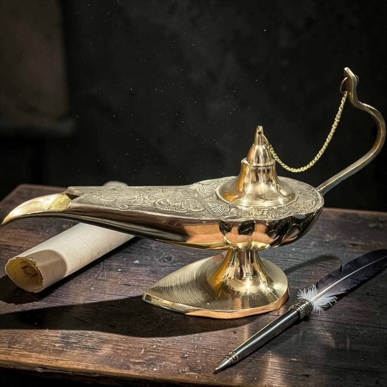 Brass Aladdin Oil Lamp – Genie Style Chirag Lamp - Image 12