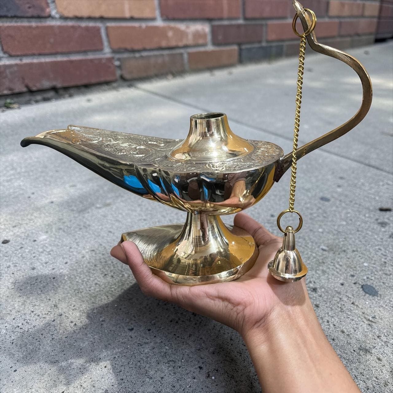 Brass Aladdin Oil Lamp – Genie Style Chirag Lamp - Image 7
