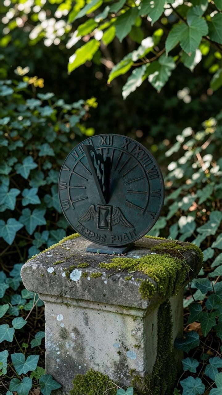 9 Inch Tempus Fugit Sundial, Aluminum Garden Decor, Classical Roman Reproduction - Image 12