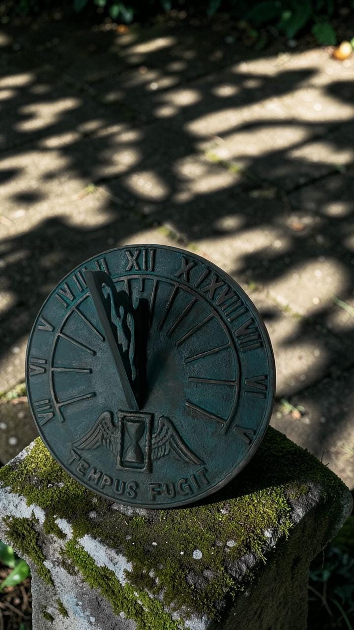9 Inch Tempus Fugit Sundial, Aluminum Garden Decor, Classical Roman Reproduction - Image 13