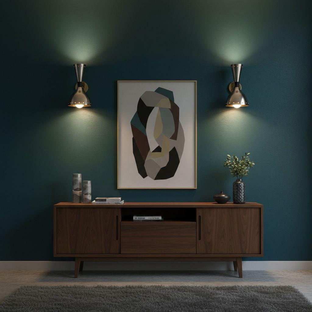Mid Century Modern Chrome Diabolo Wall Sconce: Brass Vanity Light - Image 3