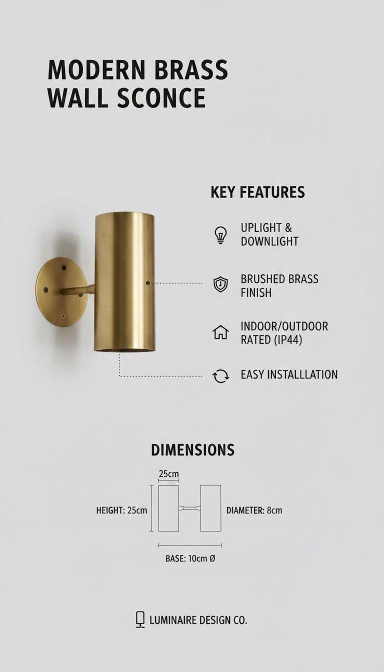 Brass Cylinder Modern Wall Light Mid Century Modern Contemporary Hardwired Lighting - Image 20
