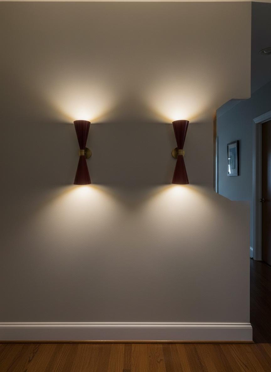 Mid-Century Modern Brown and Brass Double Wall Sconce Light Sputnik Stilnovo - Image 4