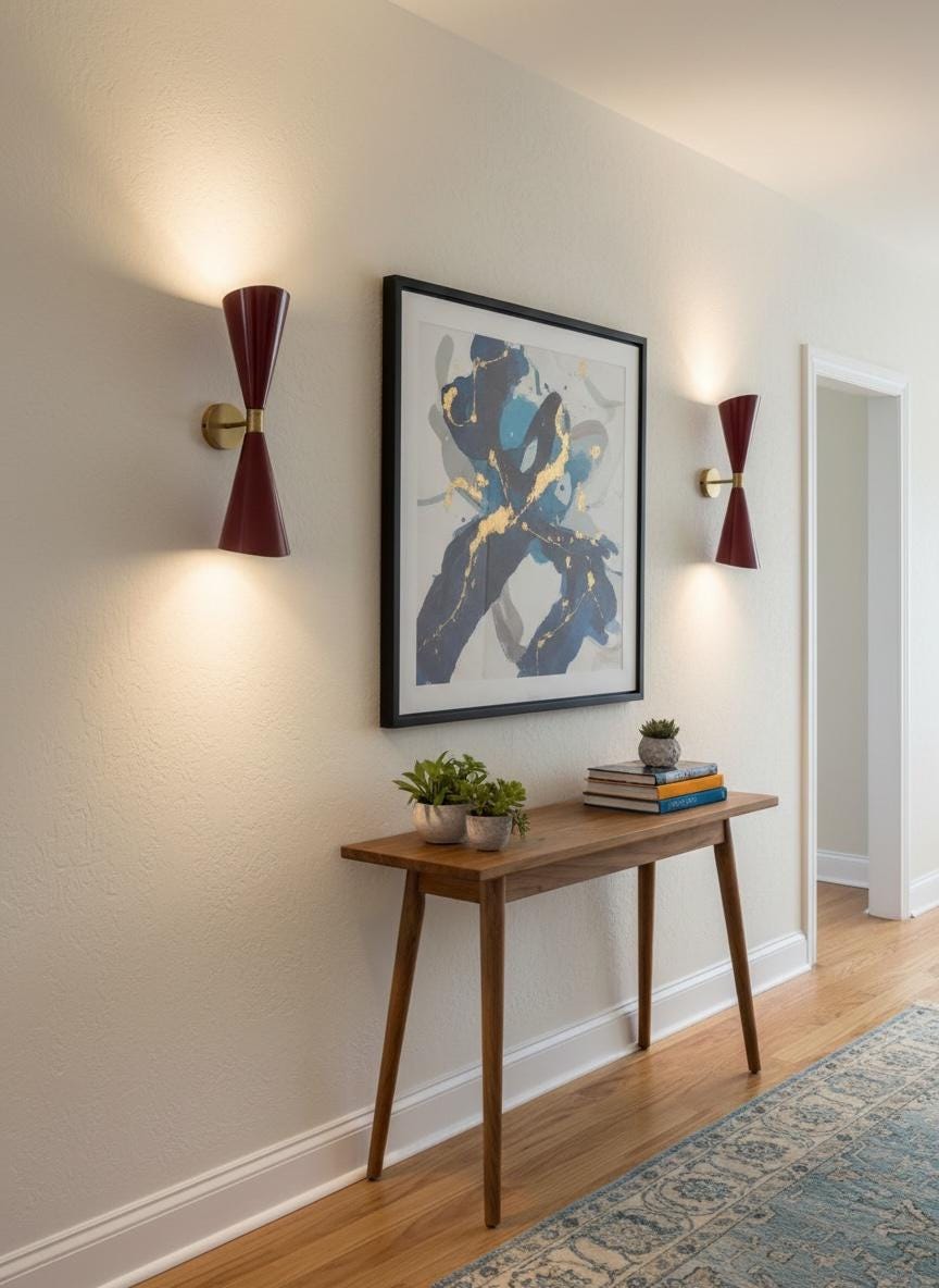 Mid-Century Modern Brown and Brass Double Wall Sconce Light Sputnik Stilnovo - Image 10