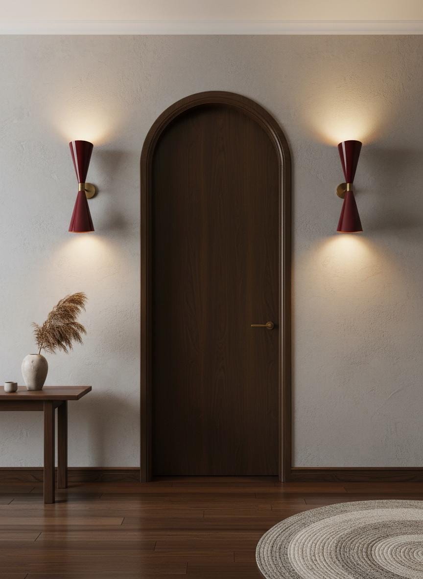 Mid-Century Modern Brown and Brass Double Wall Sconce Light Sputnik Stilnovo - Image 14