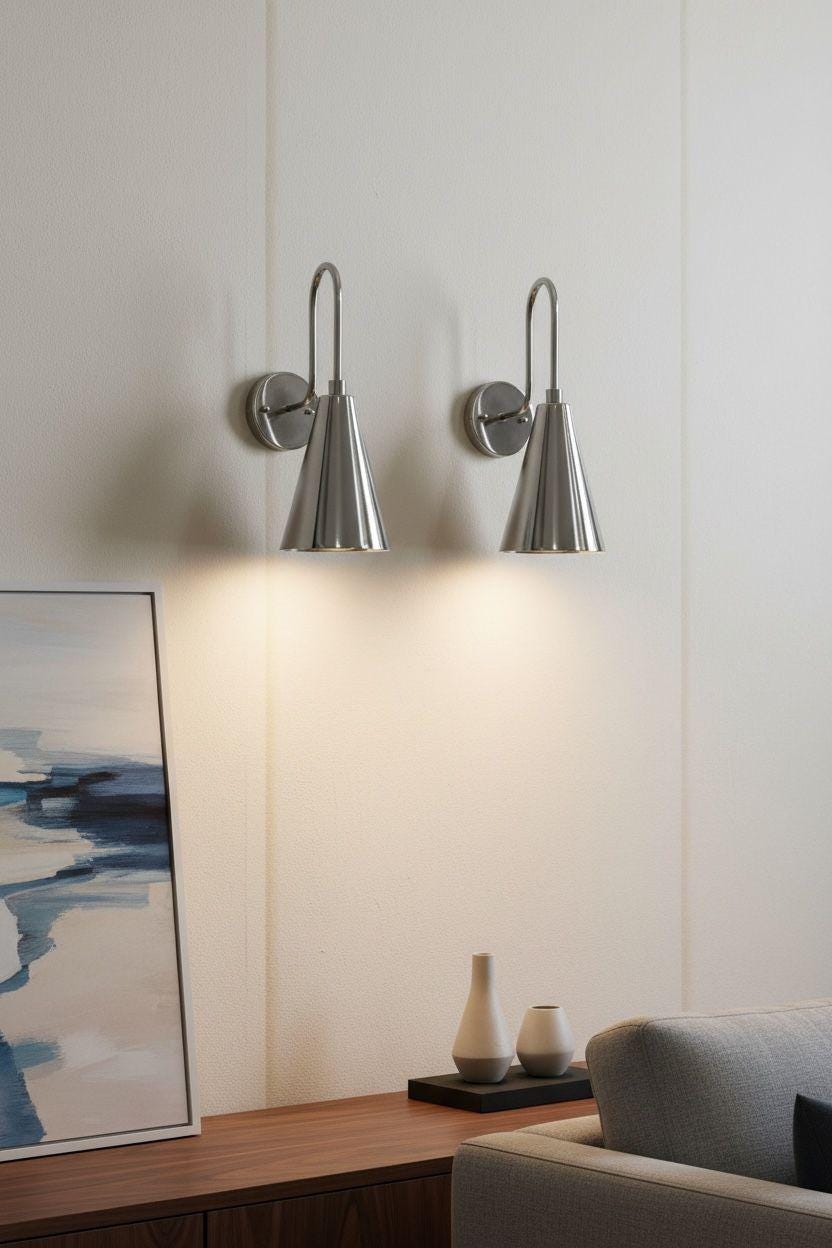Mid-Century Modern Chrome Wall Sconce: Handmade 1-Light Fixture - Image 9