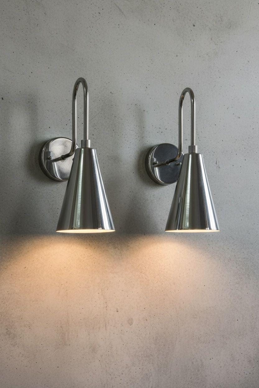 Mid-Century Modern Chrome Wall Sconce: Handmade 1-Light Fixture - Image 7