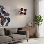 Mid-Century  Modern Diabolo Wine & Chrome Finish Wall Sconce