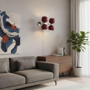 Mid-Century  Modern Diabolo Wine & Chrome Finish Wall Sconce