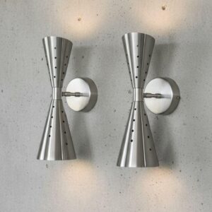 Mid Century Atomic Diabolo Wall Sconce | Modern 2-Light Hardwired Light Chrome Finish