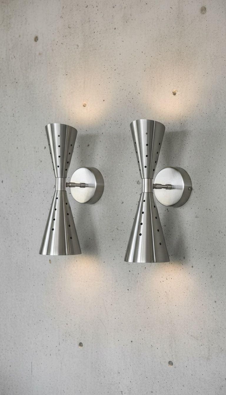 Mid Century Atomic Diabolo Wall Sconce | Modern 2-Light Hardwired Light Chrome Finish