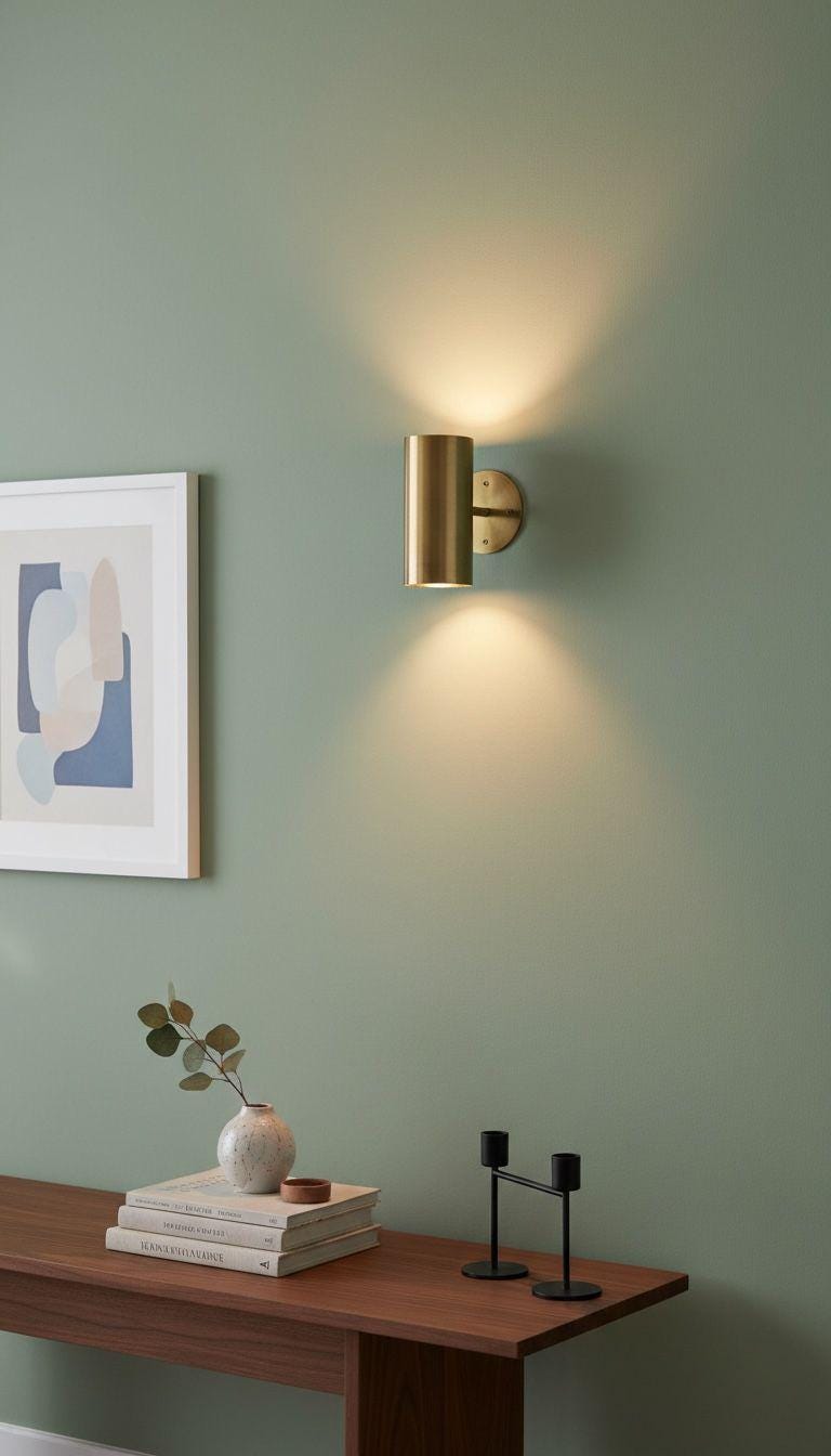 Brass Cylinder Modern Wall Light Mid Century Modern  Contemporary Hardwired Lighting