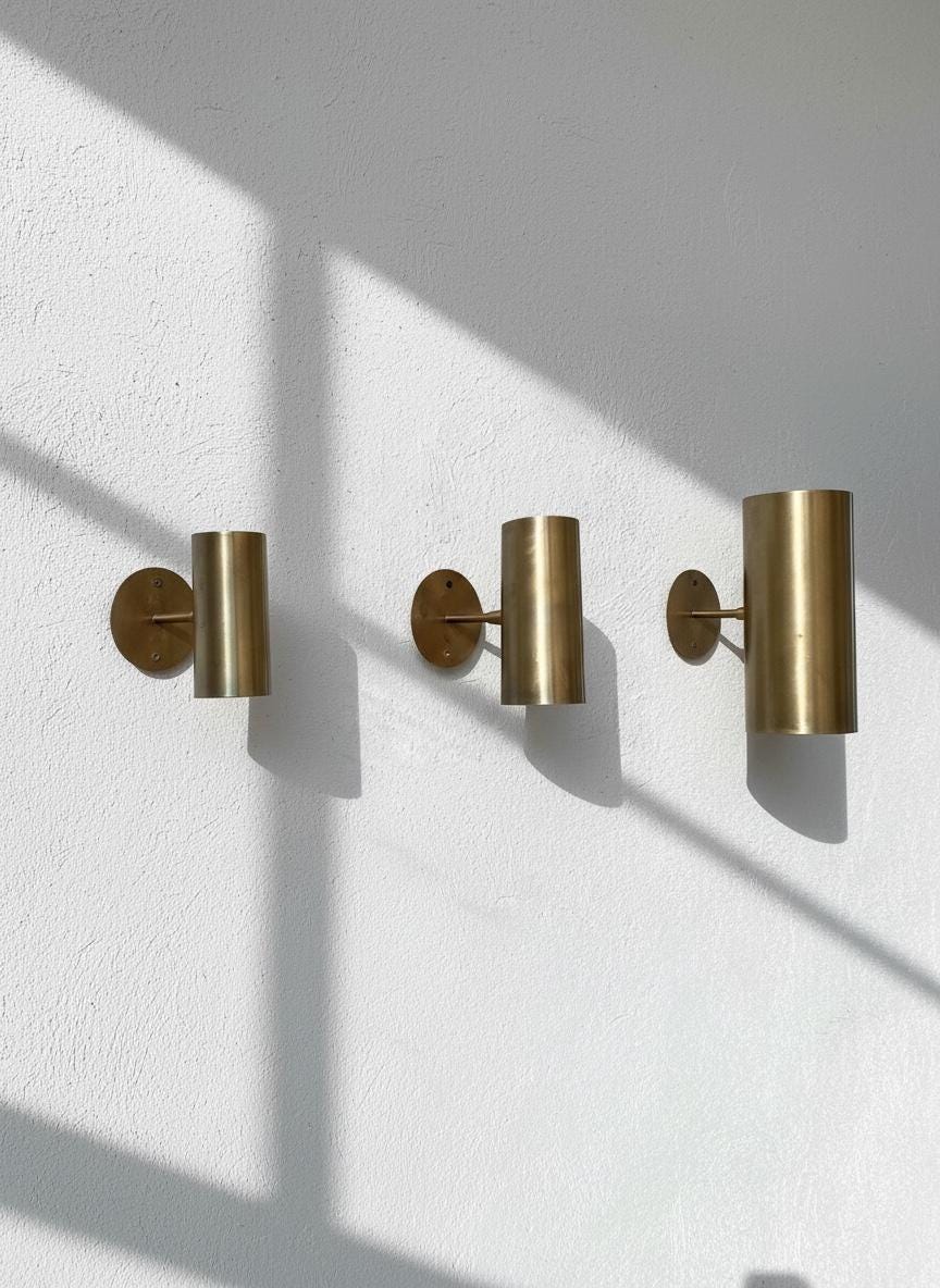 Brass Cylinder Modern Wall Light Mid Century Modern Contemporary Hardwired Lighting - Image 15
