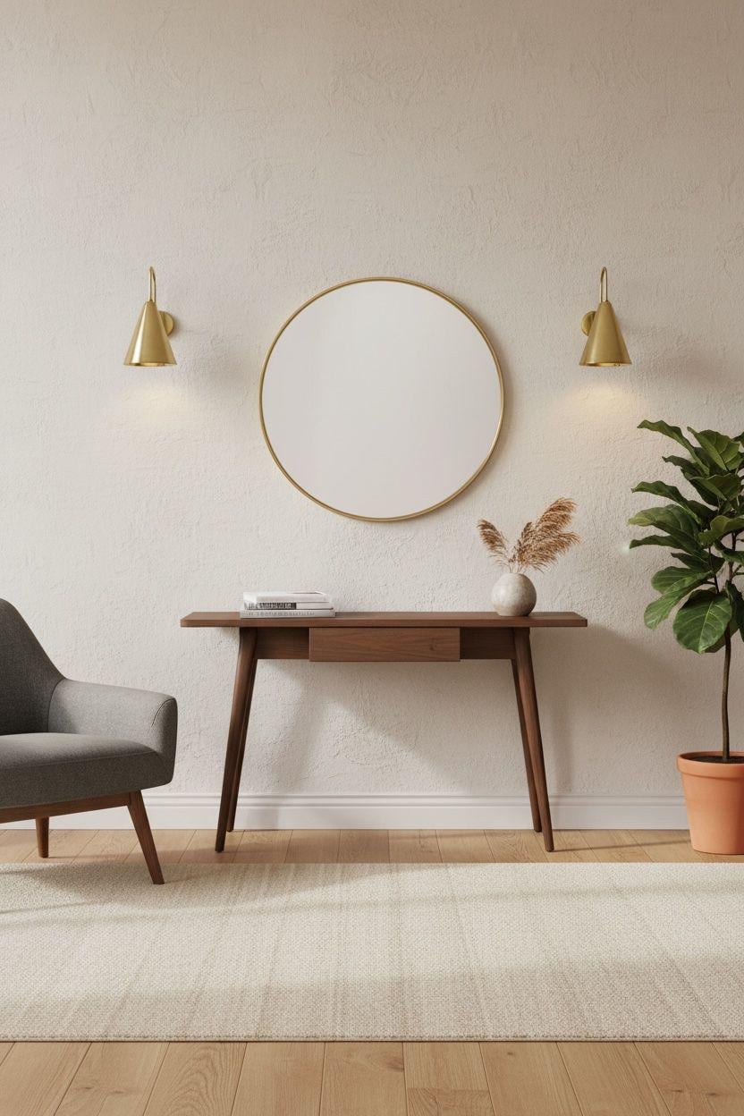 Mid-Century Modern Wall Sconce Brown Finish Vanity Light for Bedroom - Image 17