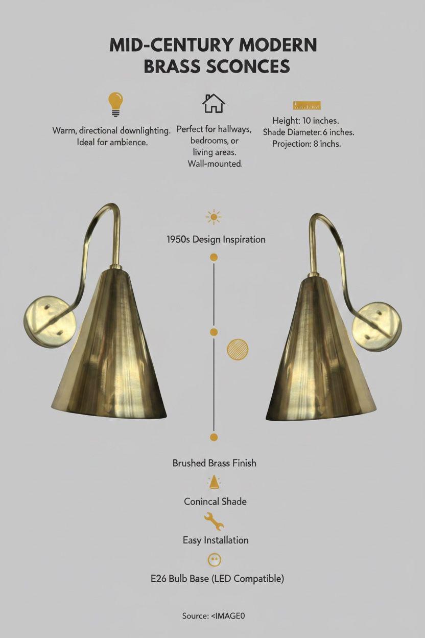 Mid-Century Modern Wall Sconce Brown Finish Vanity Light for Bedroom - Image 20