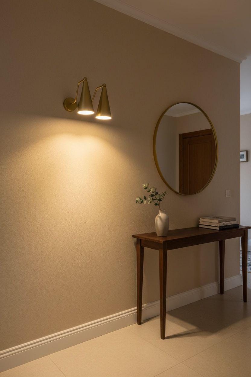 Mid Century Modern Brass Wall Sconce | Industrial Hardwired Lighting