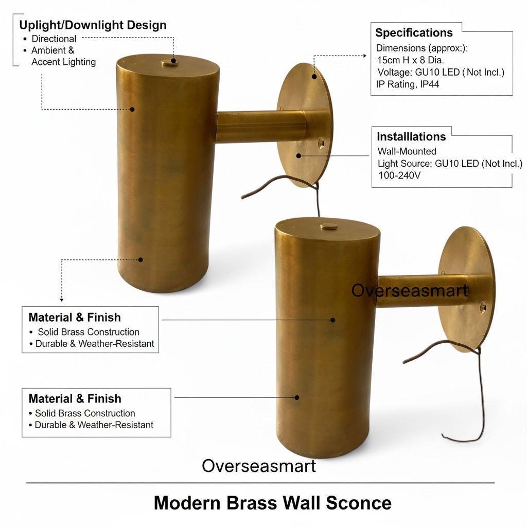 Modern Brass Wall Sconce: Indoor Light Fixture, E26/E27 Socket - Image 19